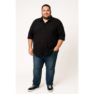 Wrangler Mens Black Short Sleeve Button Down Work Shirt 3XL